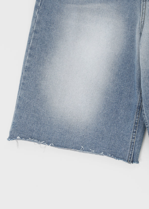Rockyout Washed Back Pocket Bermuda Denim Pants