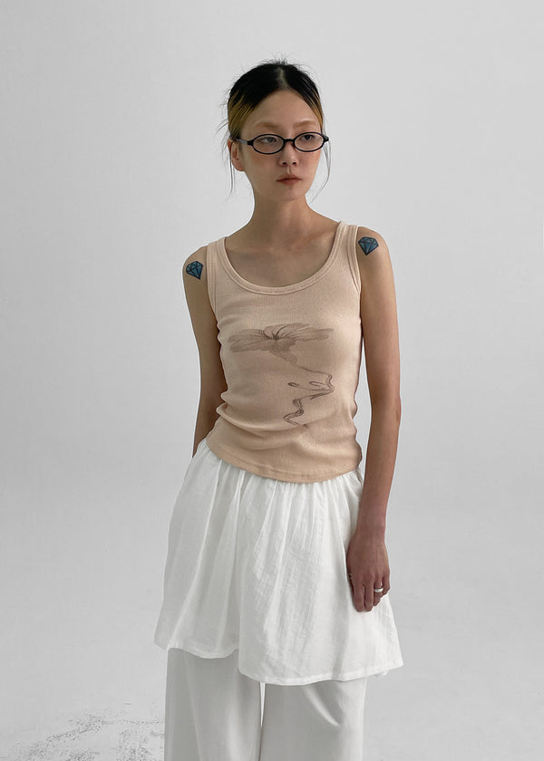 Roomtonut Printed Ribbed Sleeveless Top