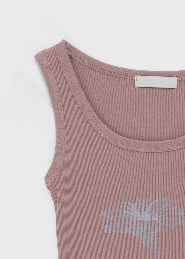 Roomtonut Printed Ribbed Sleeveless Top