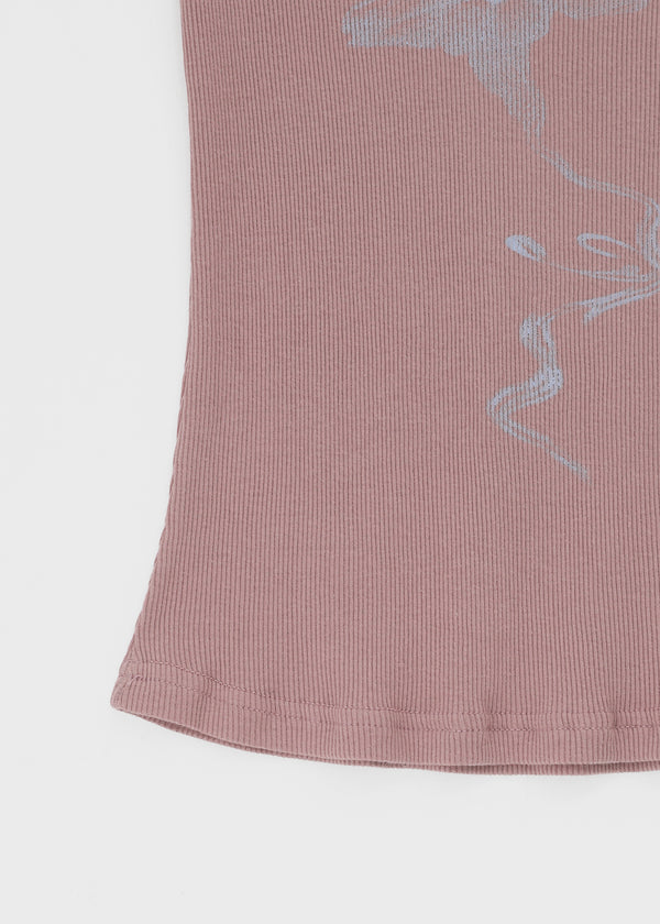 Roomtonut Printed Ribbed Sleeveless Top