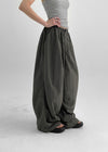 Fraying Banding Balloon Nylon Pants