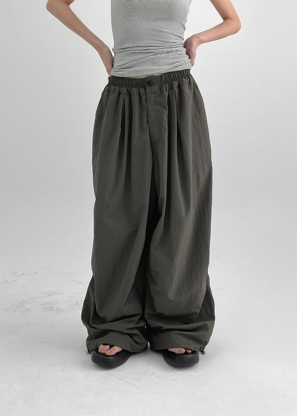 Fraying Banding Balloon Nylon Pants