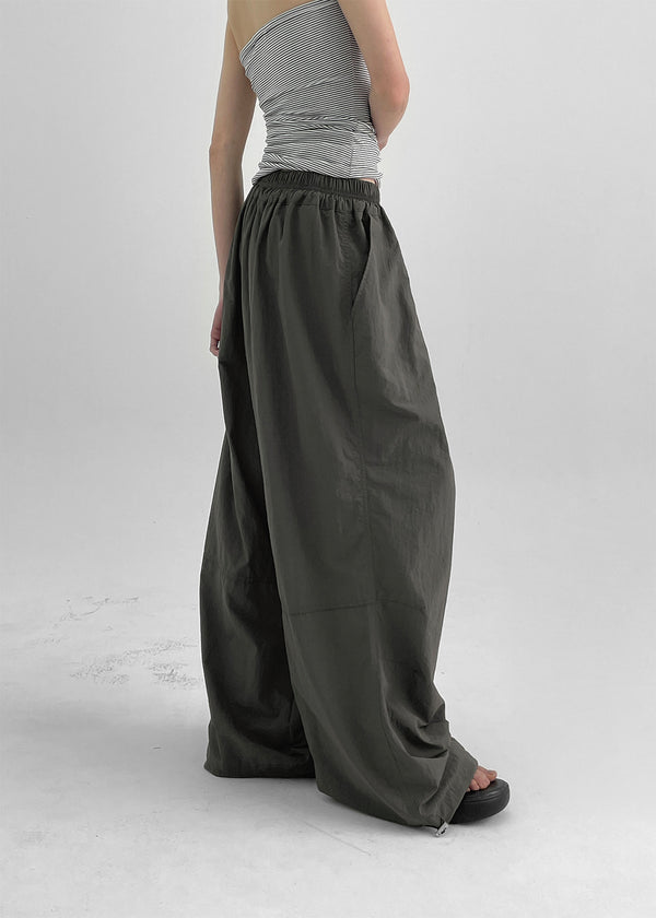 Fraying Banding Balloon Nylon Pants