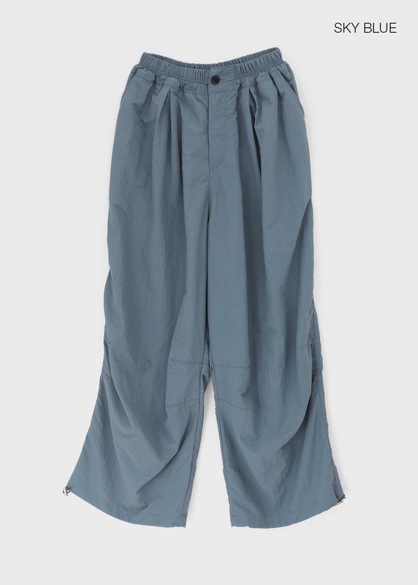 Fraying Banding Balloon Nylon Pants