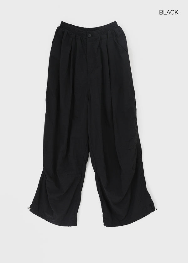 Fraying Banding Balloon Nylon Pants