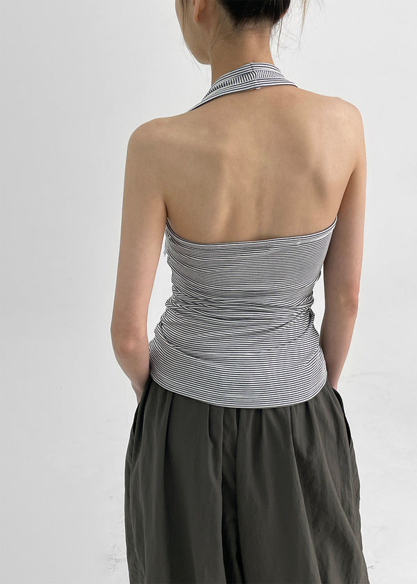 Pollenne Slim Fit Long Halter Sleeveless Top