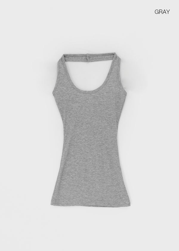 Pollenne Slim Fit Long Halter Sleeveless Top