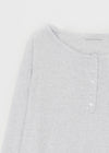 Diamon Loose Fit Henley Neck Long Sleeve Tee