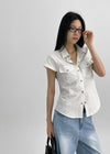 Bammi Embossed Stripe Short Sleeve Shirt