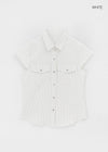 Bammi Embossed Stripe Short Sleeve Shirt