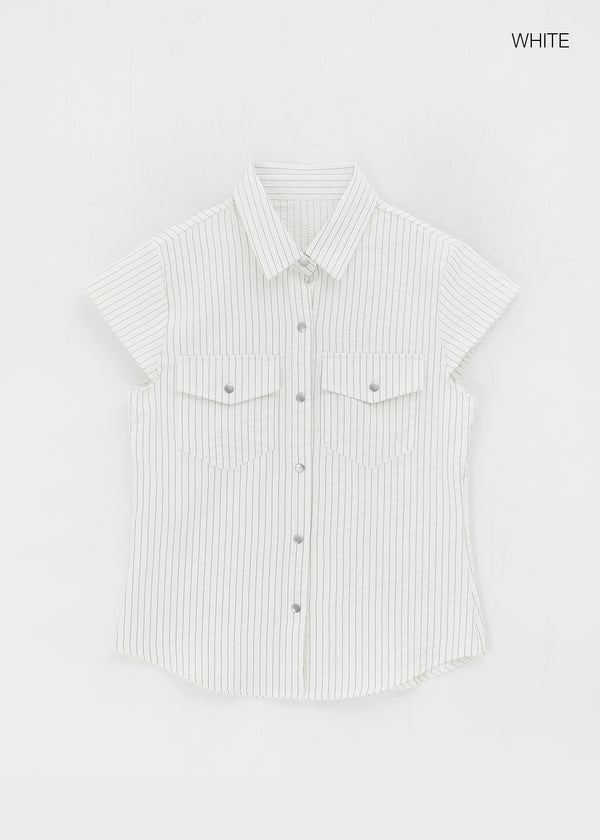 Bammi Embossed Stripe Short Sleeve Shirt