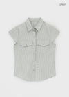 Bammi Embossed Stripe Short Sleeve Shirt