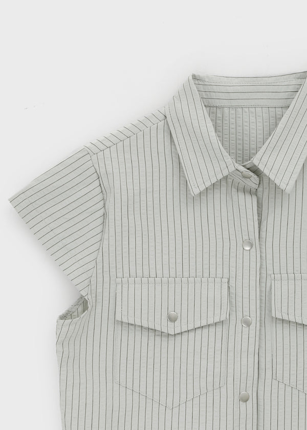 Bammi Embossed Stripe Short Sleeve Shirt