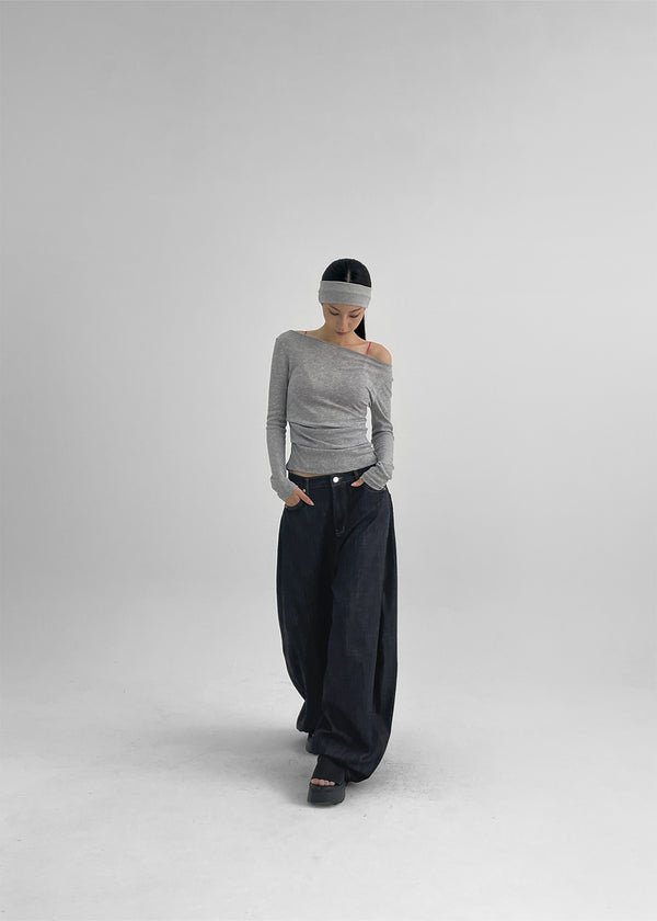 Dinuk Buckle Non-Fade Balloon Summer Denim Pants