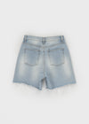 Femme Cutting Washed Denim Shorts