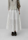 Kyoryong Ribbon Tiered Long Skirt