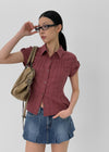 Hopo Roll-Up Short Sleeve Check Shirt (Linen 30%)