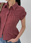 Hopo Roll-Up Short Sleeve Check Shirt (Linen 30%)