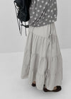 Kyoryong Ribbon Tiered Long Skirt
