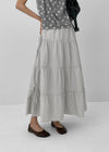 Kyoryong Ribbon Tiered Long Skirt