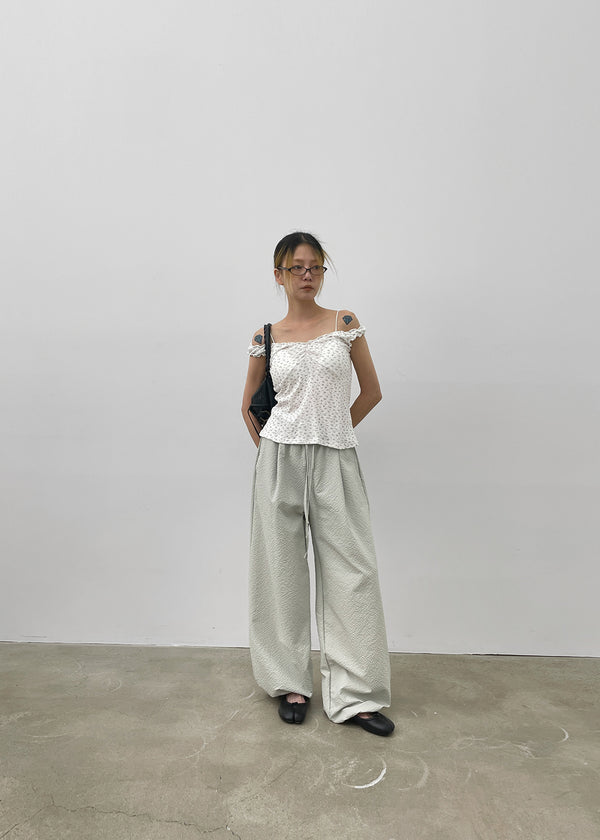 Tingf Seersucker Two-Way Banding Pants