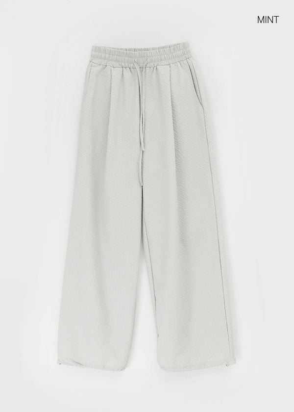 Tingf Seersucker Two-Way Banding Pants