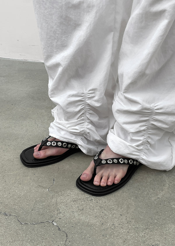 Sinez Studded Leather Thong Sandals