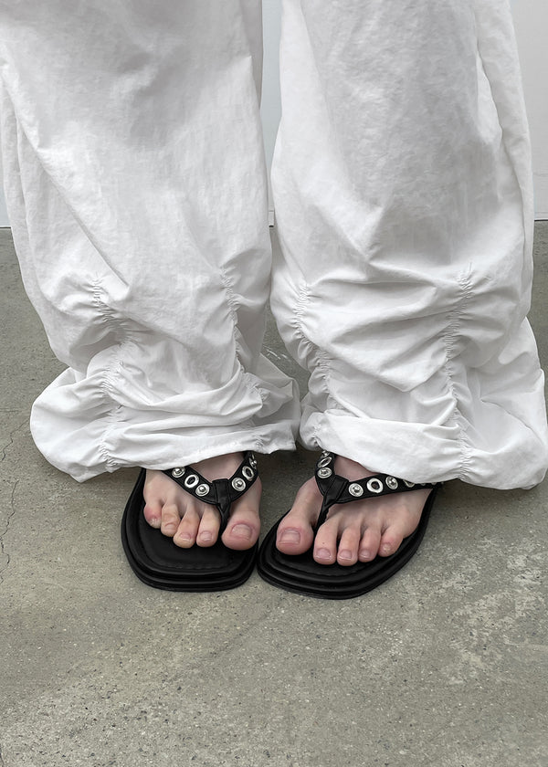 Sinez Studded Leather Thong Sandals