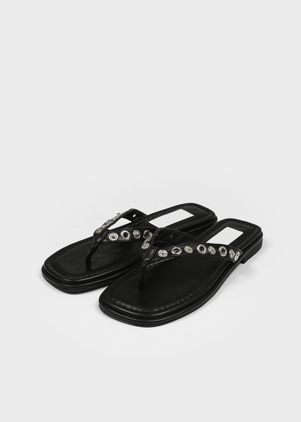 Sinez Studded Leather Thong Sandals