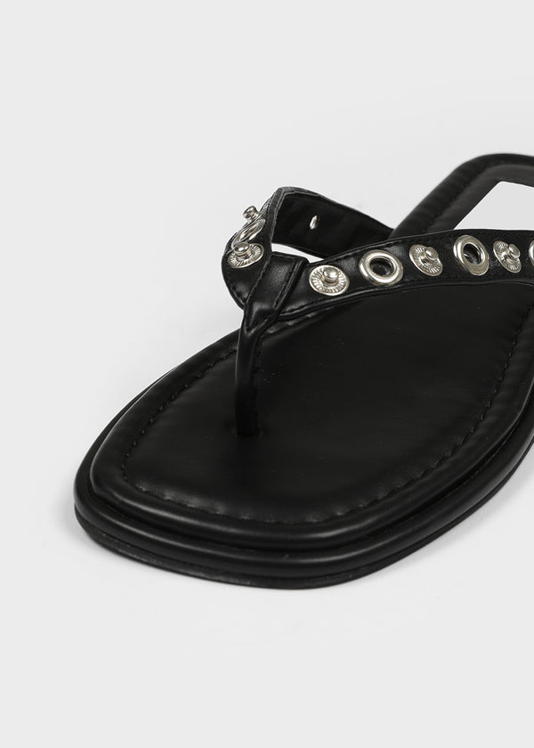 Sinez Studded Leather Thong Sandals