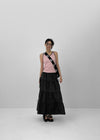 Kyoryong Ribbon Tiered Long Skirt