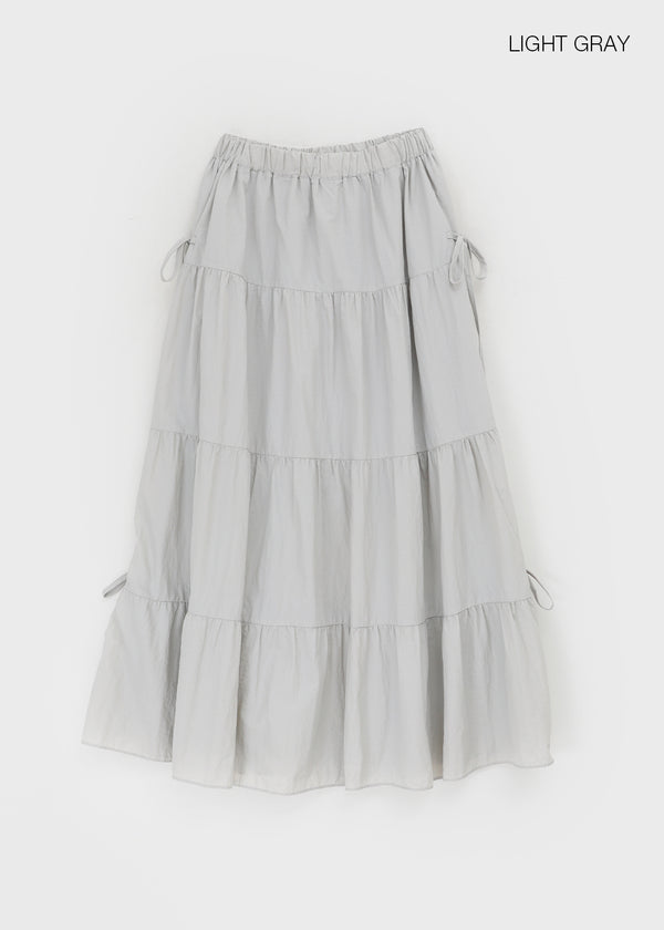 Kyoryong Ribbon Tiered Long Skirt