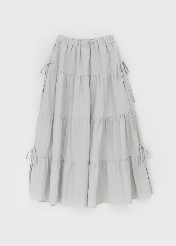 Kyoryong Ribbon Tiered Long Skirt