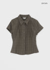 Hopo Roll-Up Short Sleeve Check Shirt (Linen 30%)