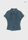 Hopo Roll-Up Short Sleeve Check Shirt (Linen 30%)