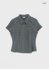 Hopo Roll-Up Short Sleeve Check Shirt (Linen 30%)