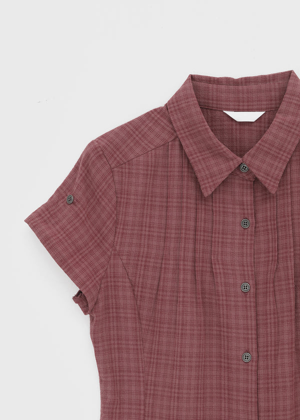 Hopo Roll-Up Short Sleeve Check Shirt (Linen 30%)