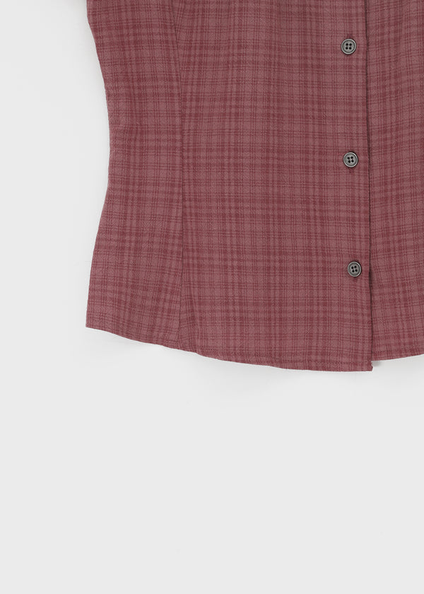 Hopo Roll-Up Short Sleeve Check Shirt (Linen 30%)