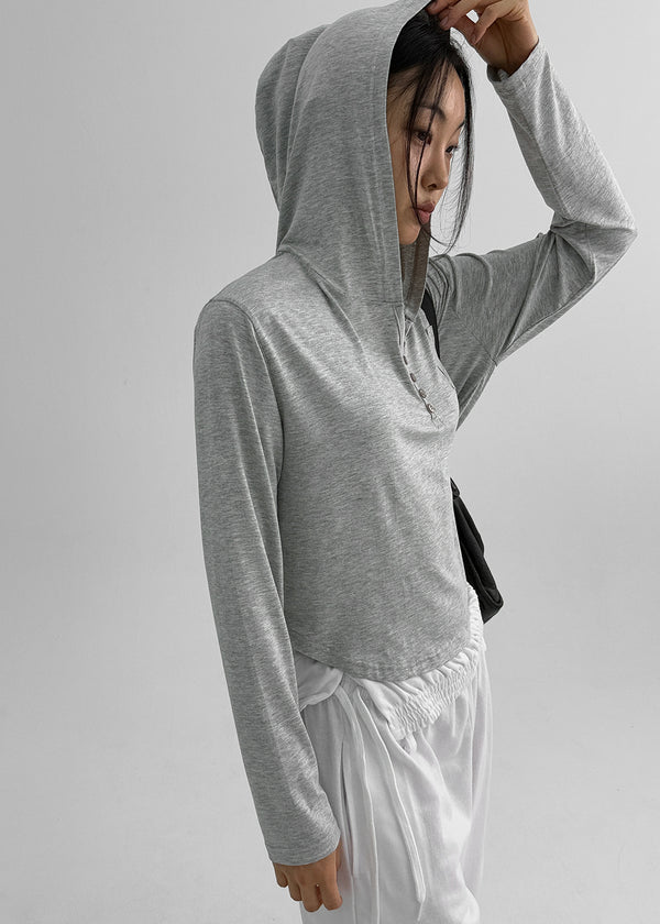 Rentica Summer Henry Neck Hooded Tee