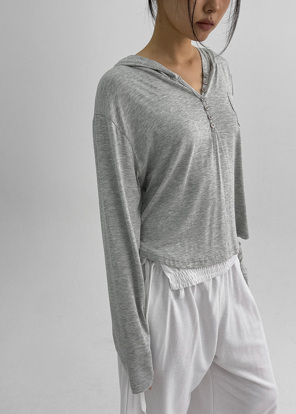 Rentica Summer Henry Neck Hooded Tee