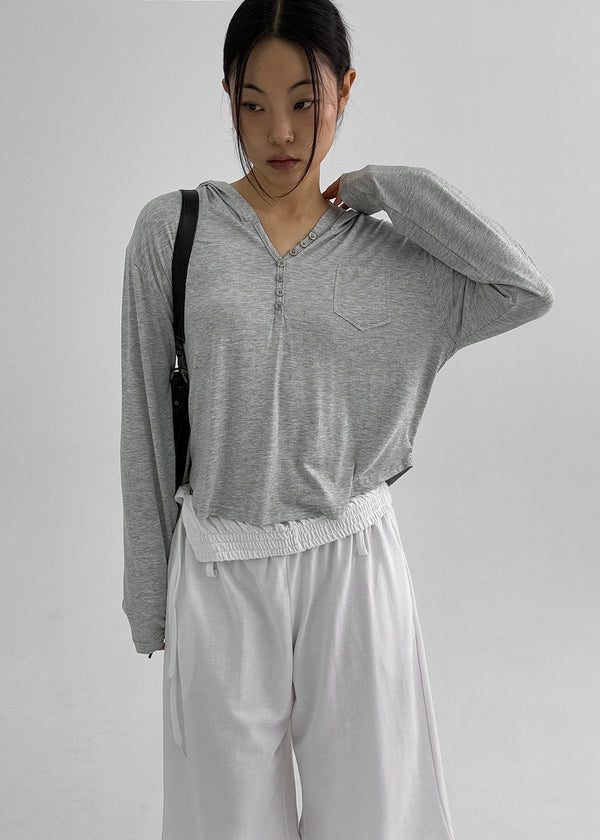 Rentica Summer Henry Neck Hooded Tee