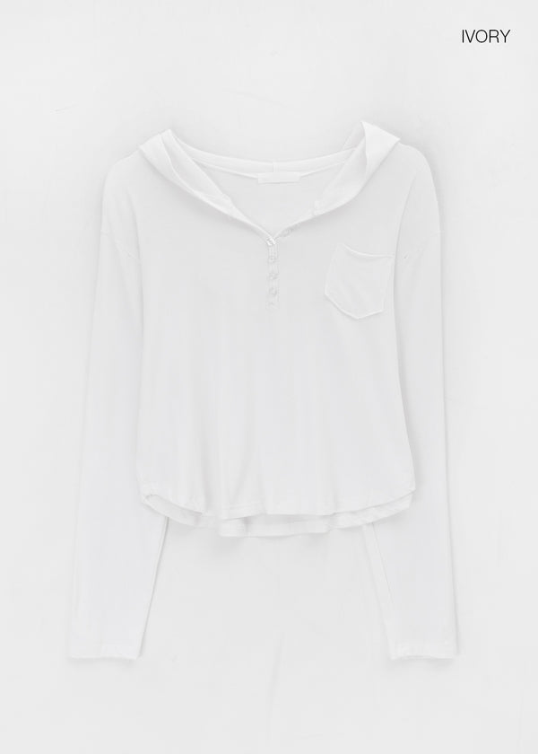 Rentica Summer Henry Neck Hooded Tee