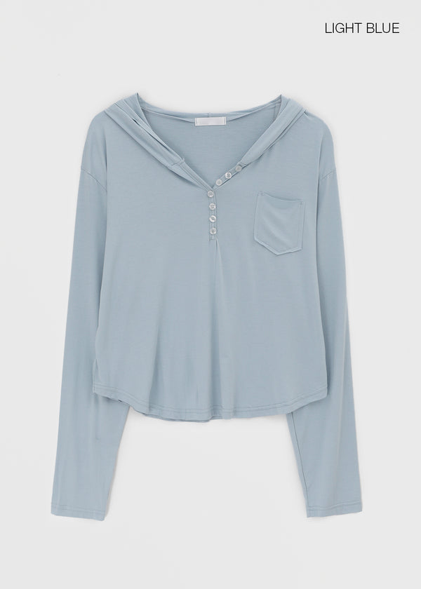 Rentica Summer Henry Neck Hooded Tee