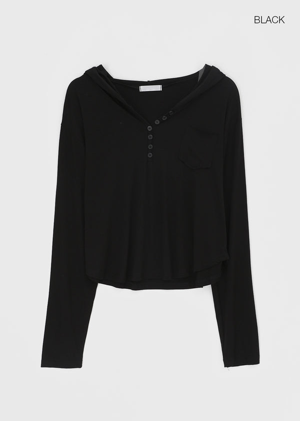 Rentica Summer Henry Neck Hooded Tee