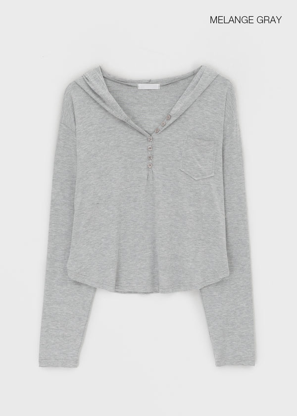 Rentica Summer Henry Neck Hooded Tee