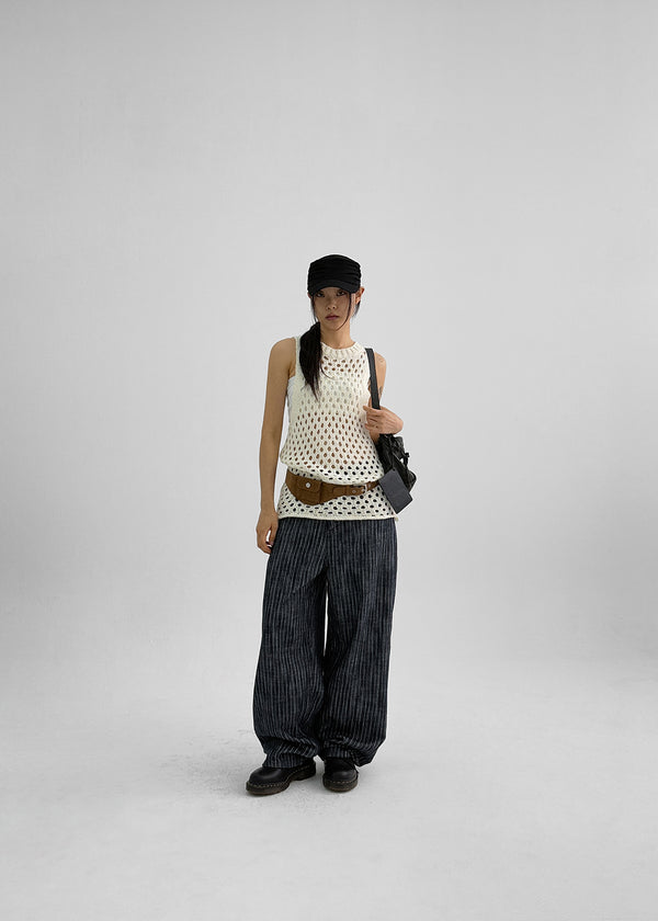 Dinse Stripe Patch Balloon Nonfade Denim Pants