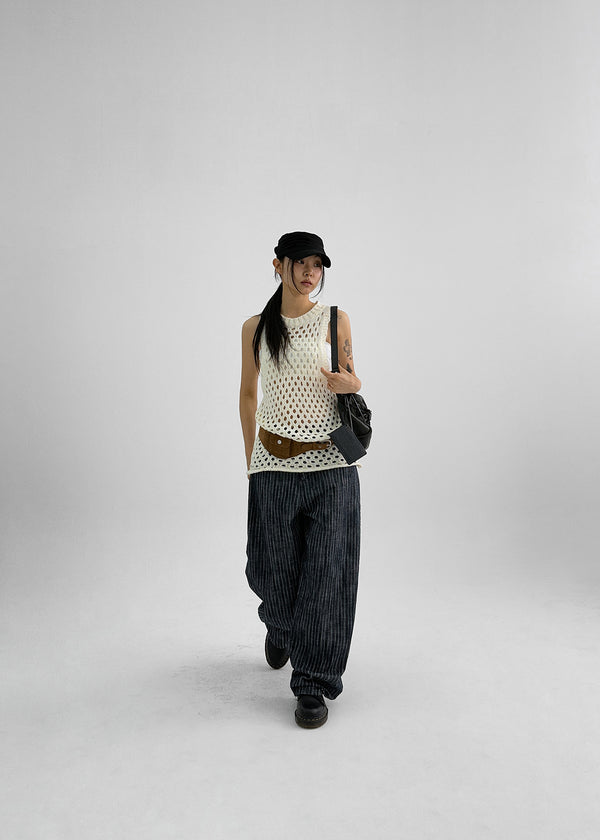 Dinse Stripe Patch Balloon Nonfade Denim Pants