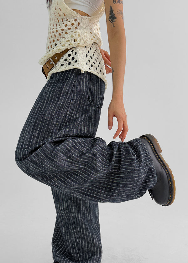 Dinse Stripe Patch Balloon Nonfade Denim Pants