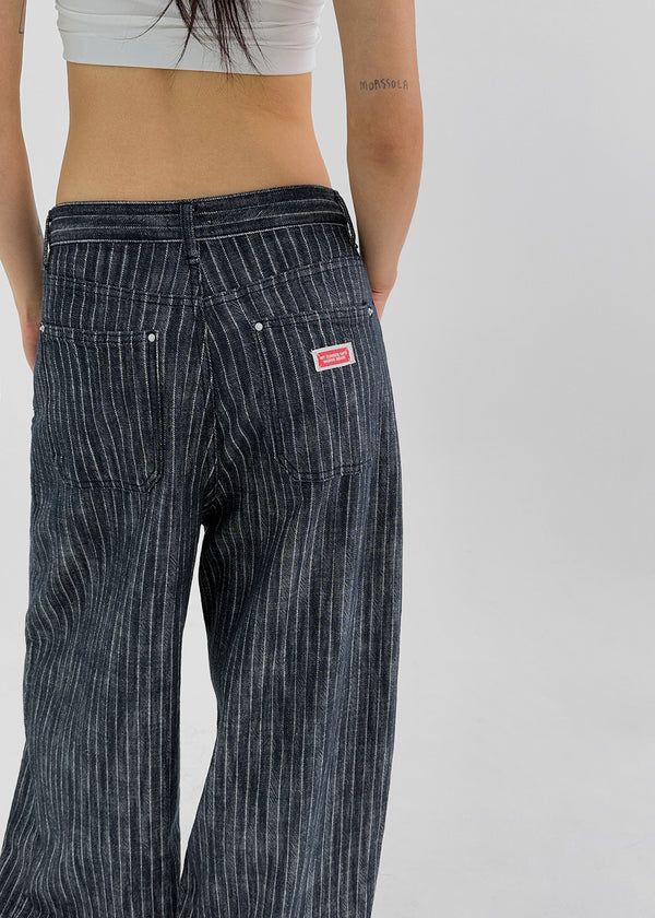 Dinse Stripe Patch Balloon Nonfade Denim Pants
