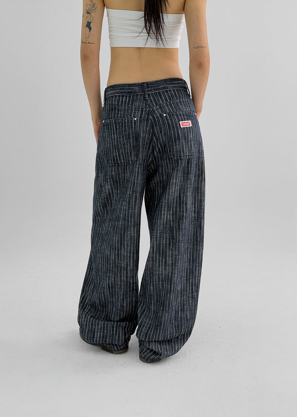 Dinse Stripe Patch Balloon Nonfade Denim Pants